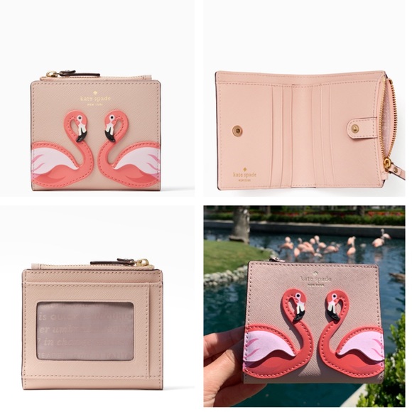 Kate Spade Flamingo By The Pool Zip Bifold Wallet - Picture 7 of 8